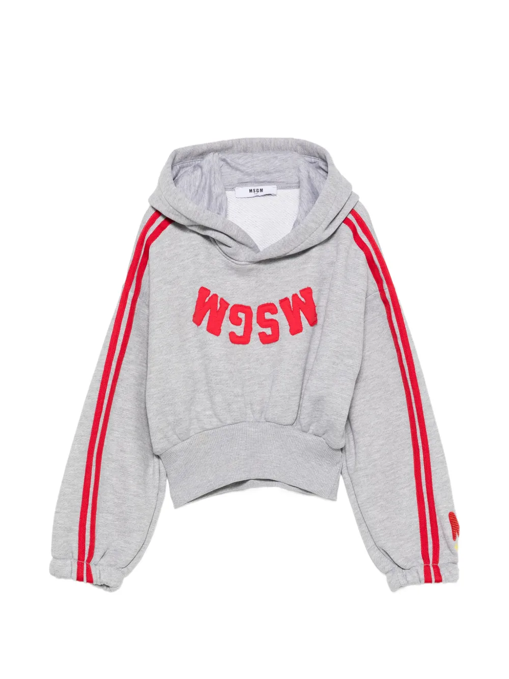 MSGM Kids logo-patch side-stripe hoodie - Grigio