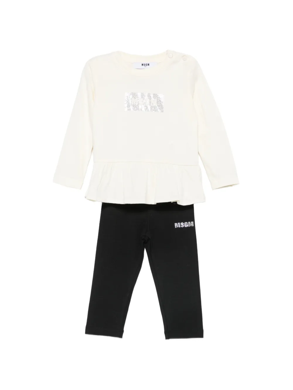 MSGM Kids logo-print peplum trousers set - Toni neutri