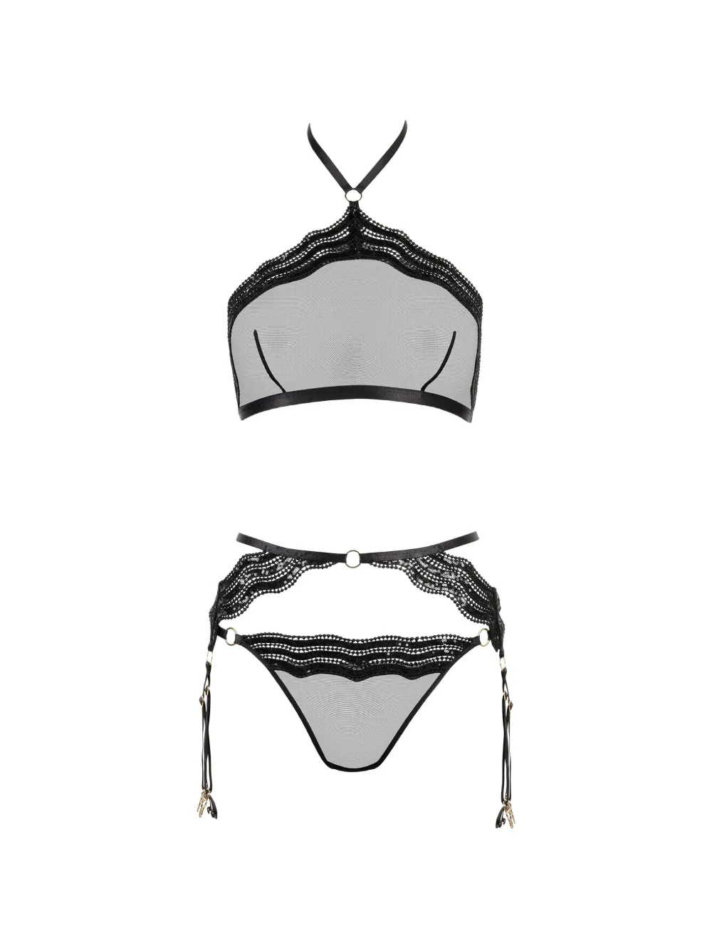 Aubade lot de trois pièces de lingerie Naughty List à sequins - Noir Aubade lot de trois pièces de lingerie Naughty List à sequins - Noir