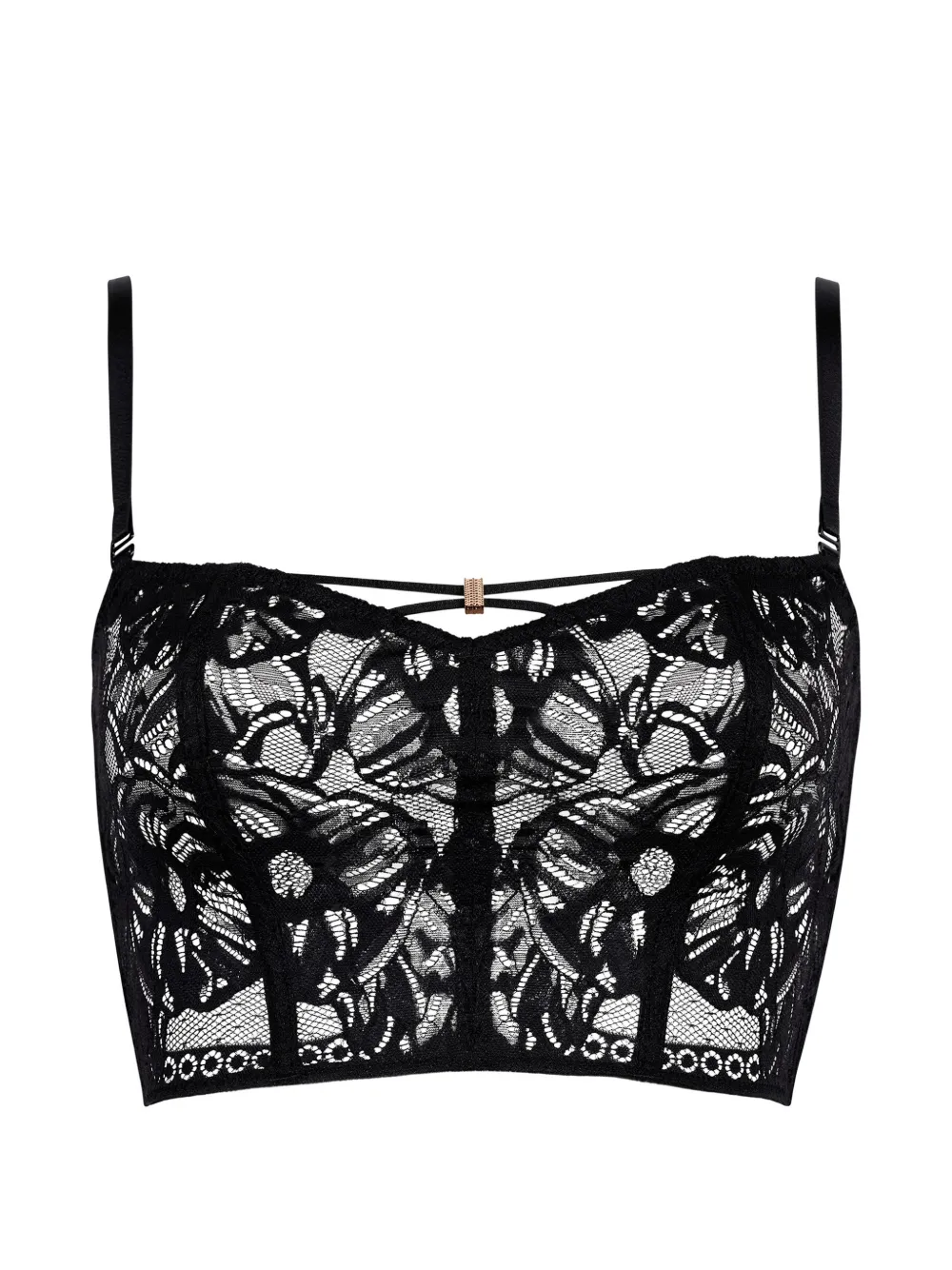 Aubade bustier Love Soul à dentelle brodée - Noir