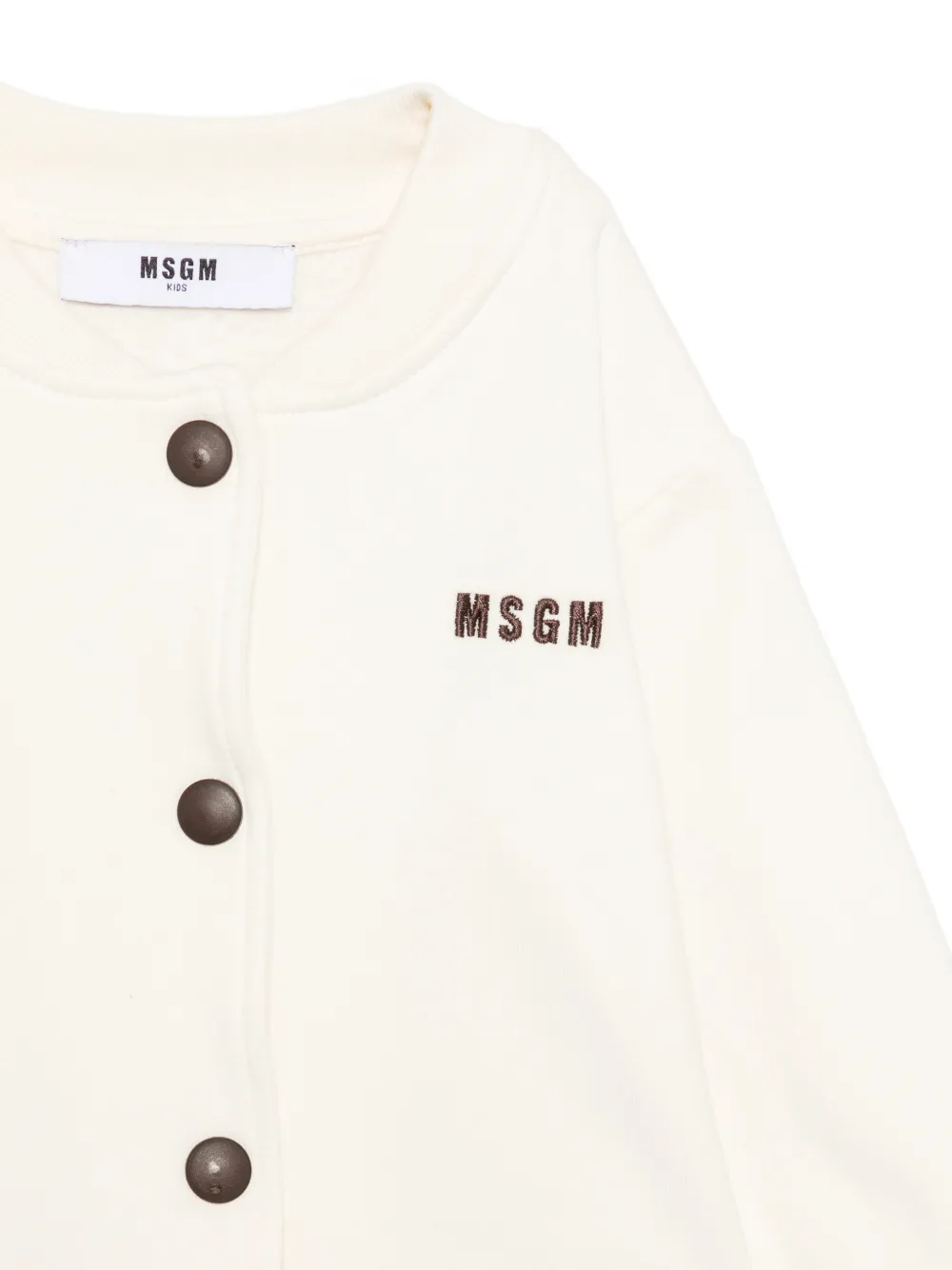 MSGM Kids logo-embroidered jacket Beige
