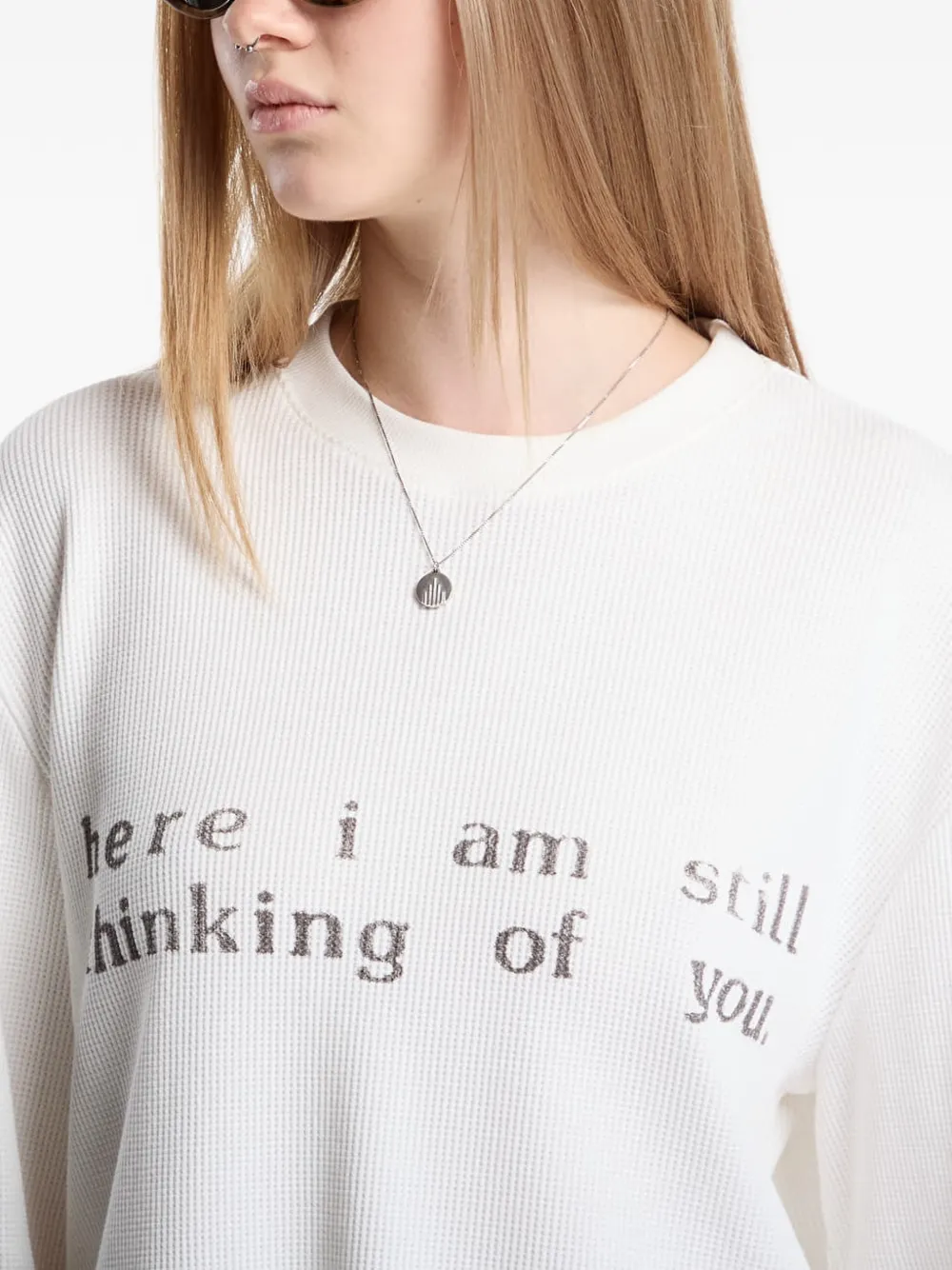 MISBHV Wafelgebreid T-shirt met tekst Wit