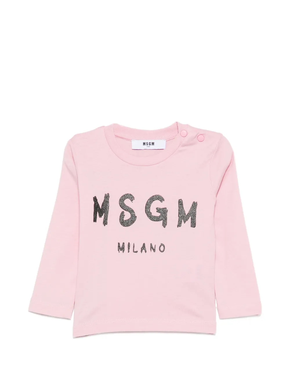 MSGM Kids glitter-logo T-shirt - Rosa
