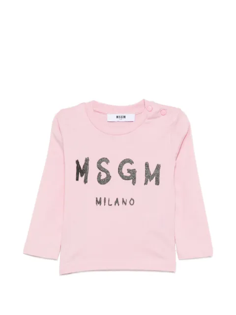 MSGM Kids glitter-logo T-shirt