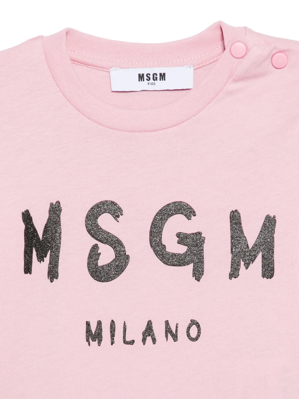 MSGM Kids T-shirt met glitterlogo Roze