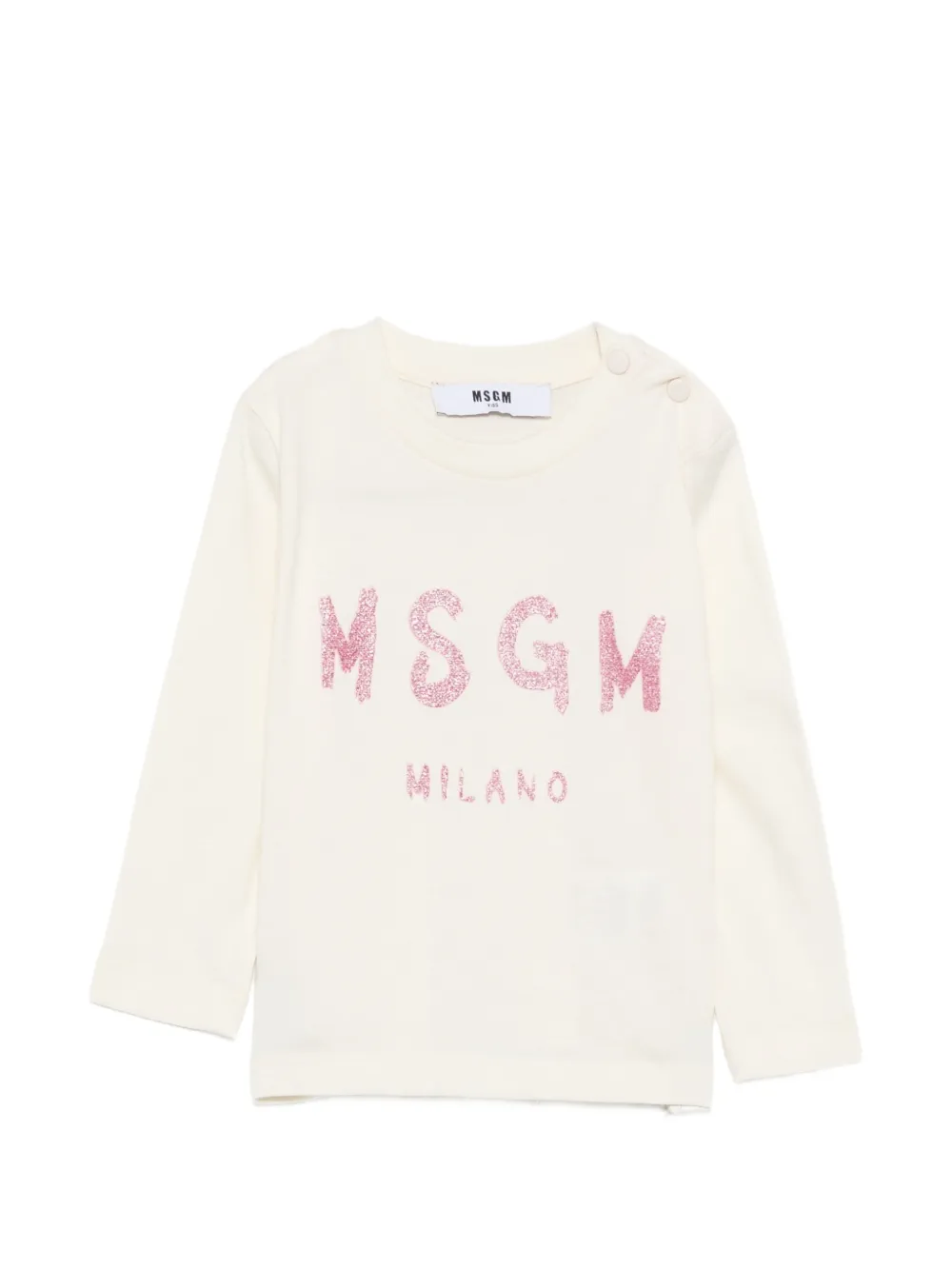 MSGM Kids glitter-logo long-sleeve T-shirt - Toni neutri