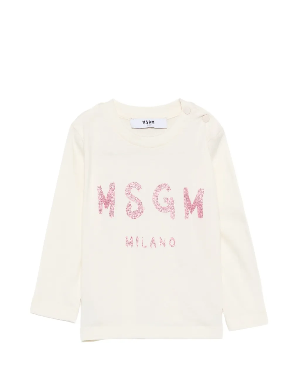 MSGM Kids Langarmshirt mit Glitter-Logo - Nude