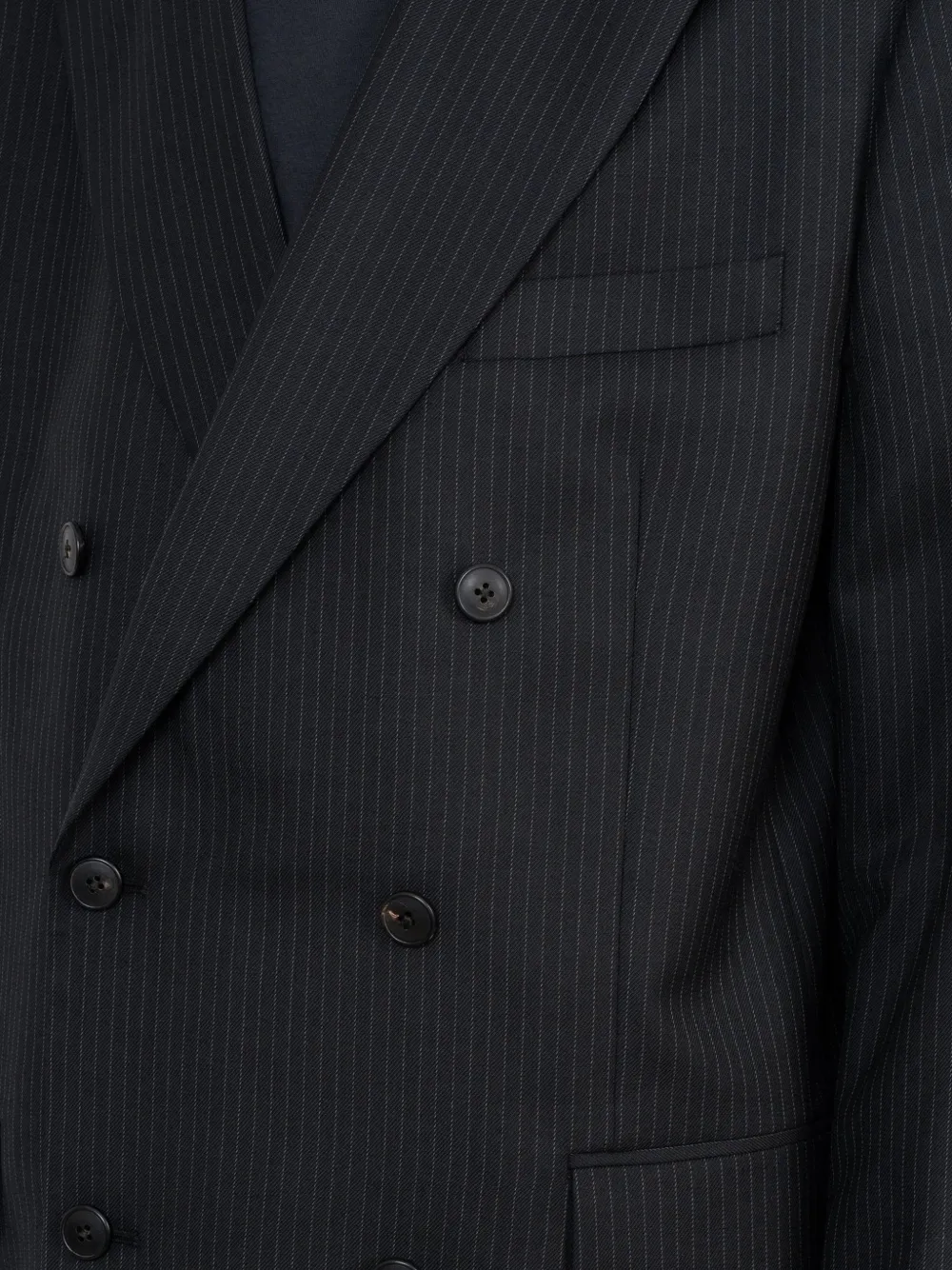 Another Aspect 2.0 blazer met krijtstreep en dubbele rij knopen Zwart