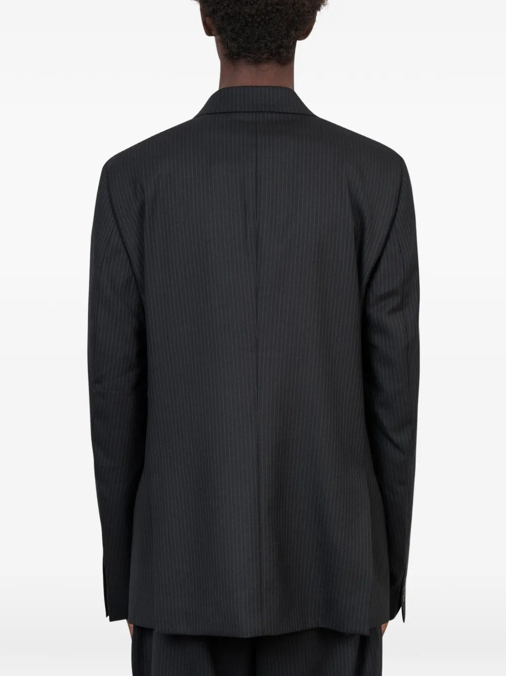 Another Aspect 2.0 blazer met krijtstreep en dubbele rij knopen Zwart