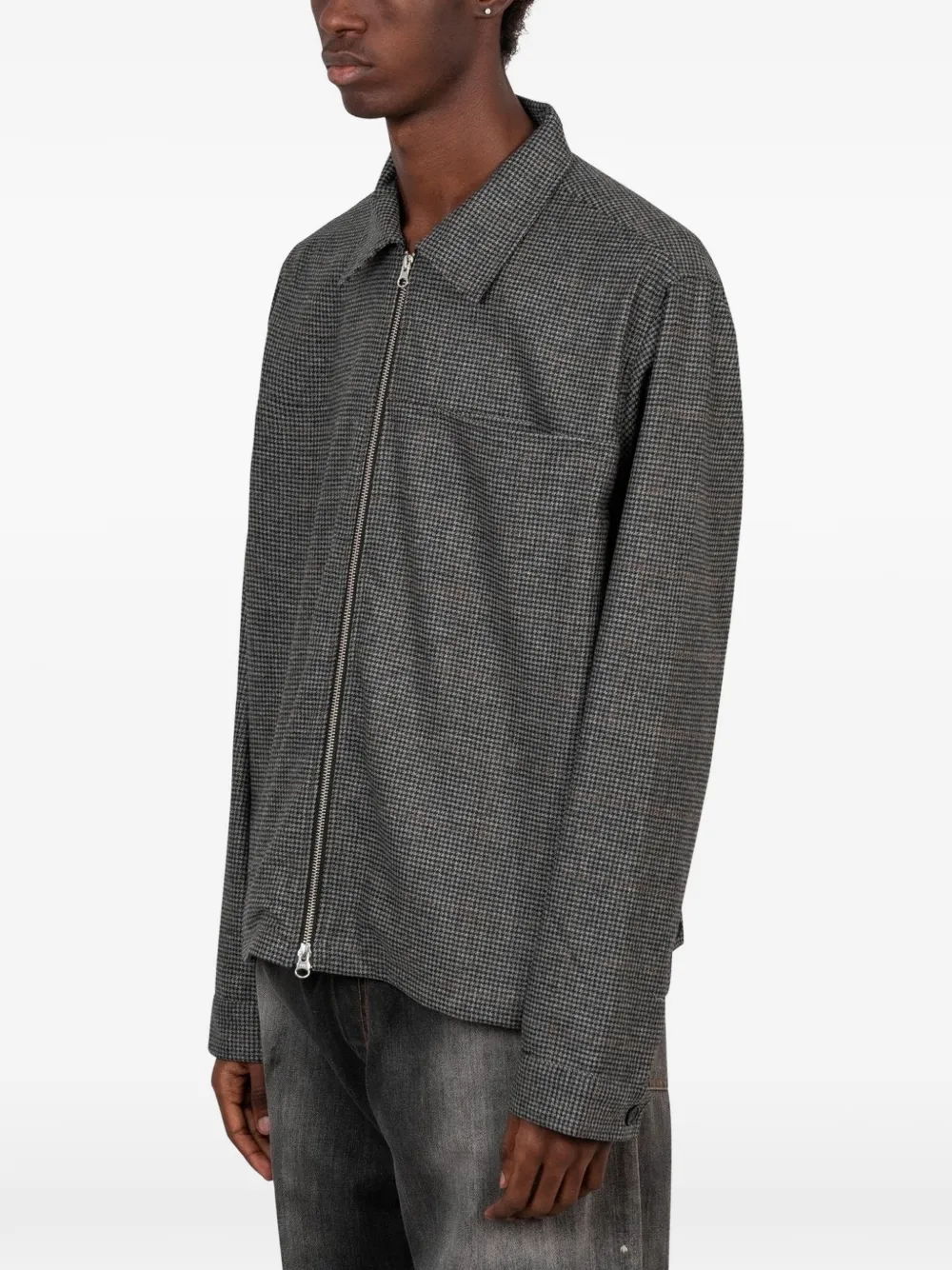 Another Aspect 3.0 geruit shirtjack met rits Grijs