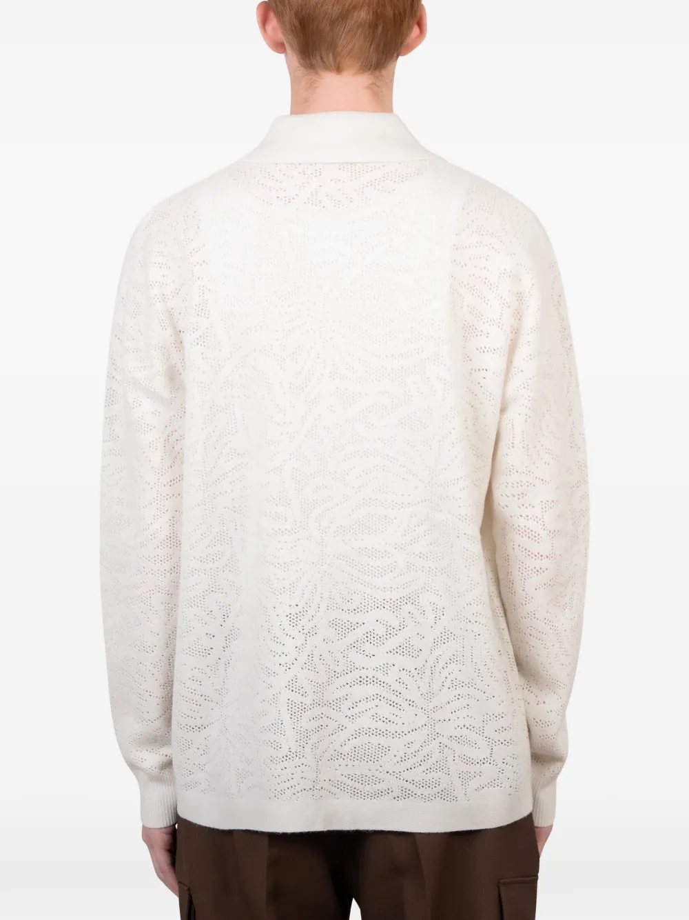 Drôle De Monsieur pointelle-knit polo shirt Wit