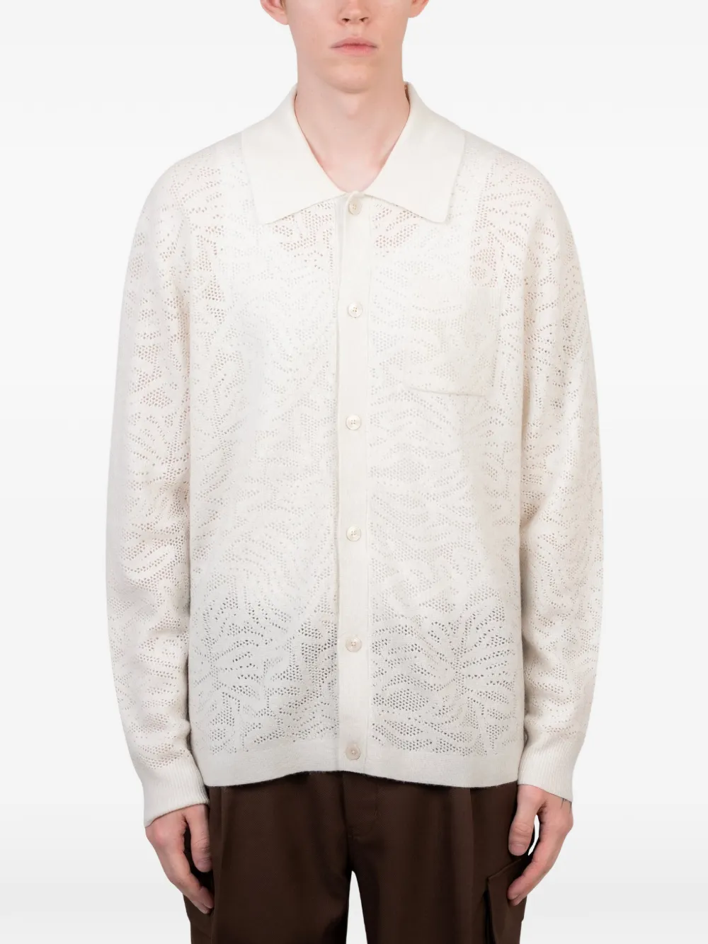 Drôle De Monsieur pointelle-knit polo shirt Wit