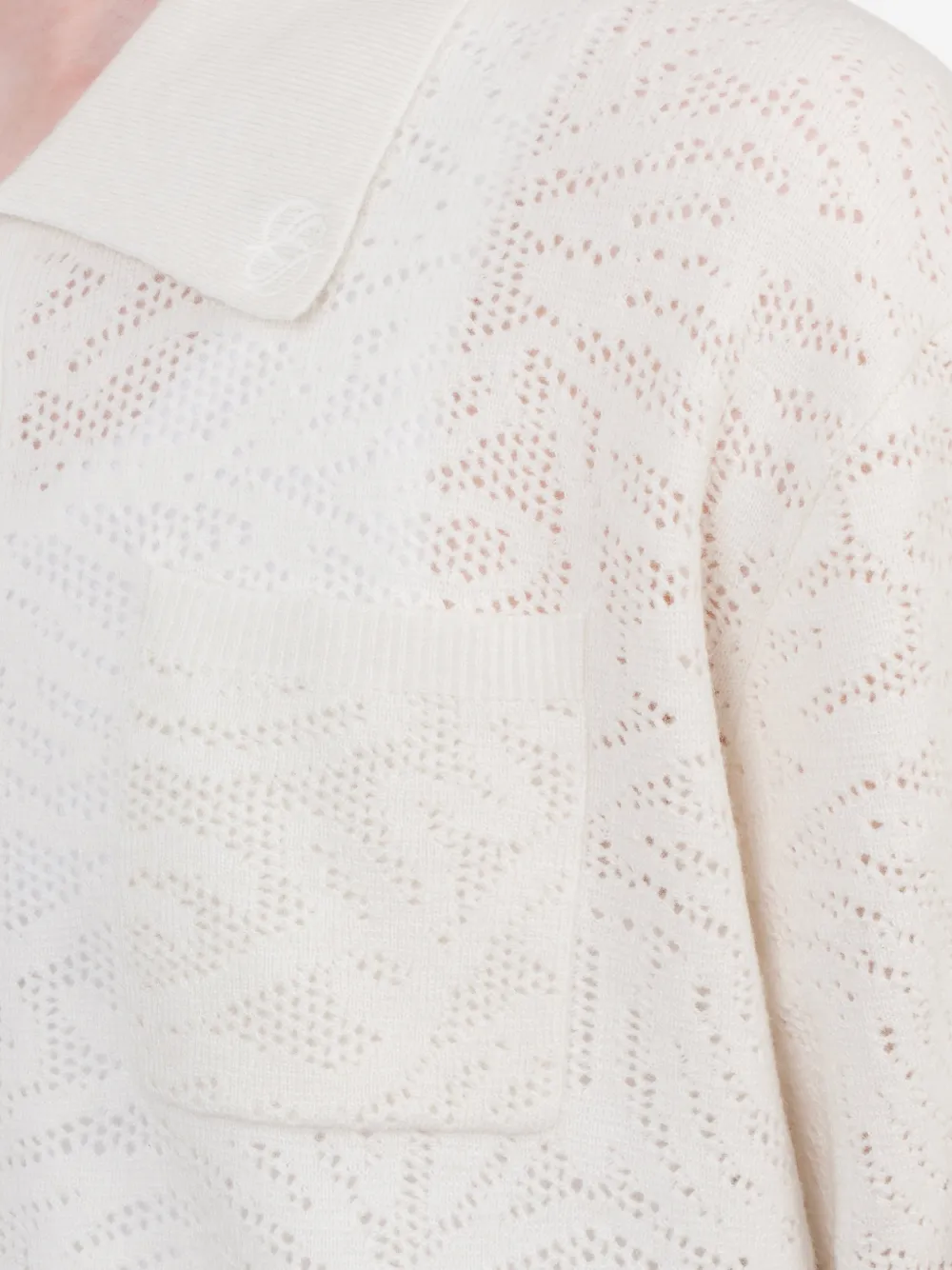 Drôle De Monsieur pointelle-knit polo shirt Wit