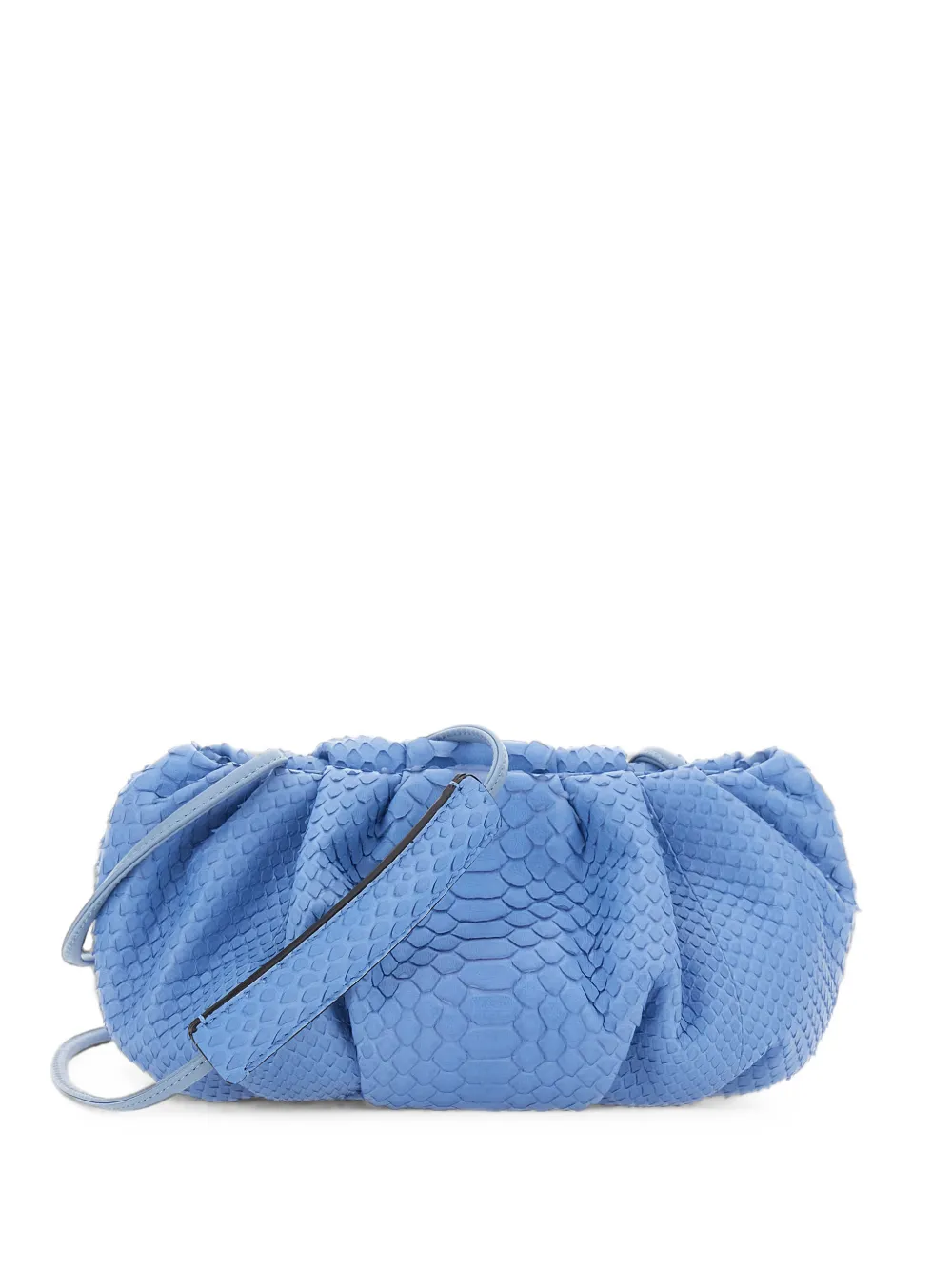 BIAGINI Pillow python-skin ruched clutch bag - Blu