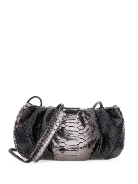 BIAGINI Pillow ruched python-skin clutch bag