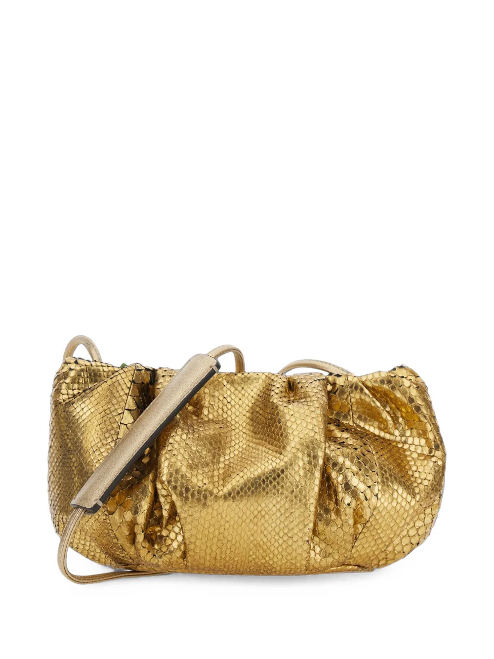 BIAGINI Pillow python-skin ruched clutch bag - Oro