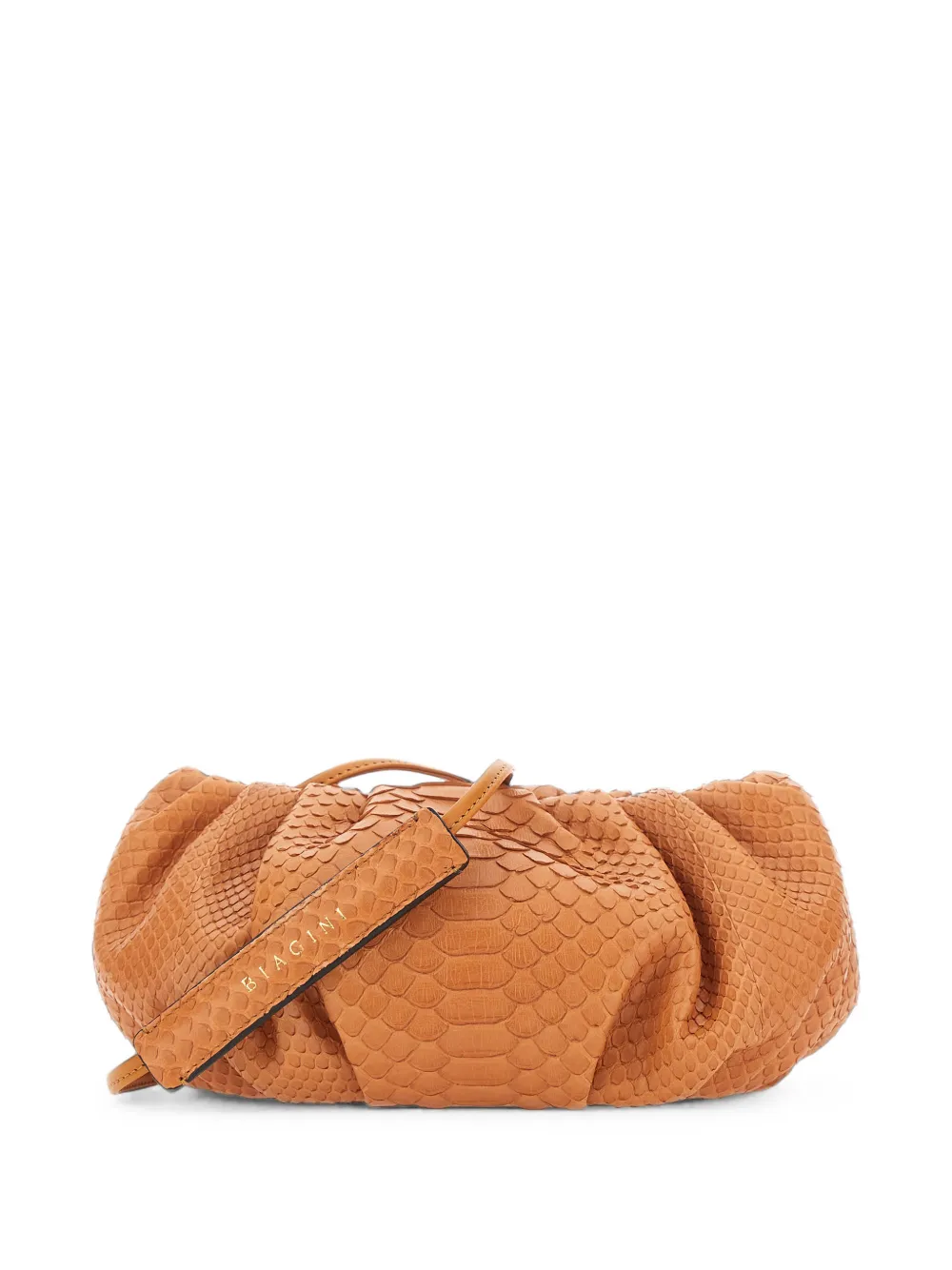 BIAGINI Pillow python-skin gathered clutch bag - Marrone