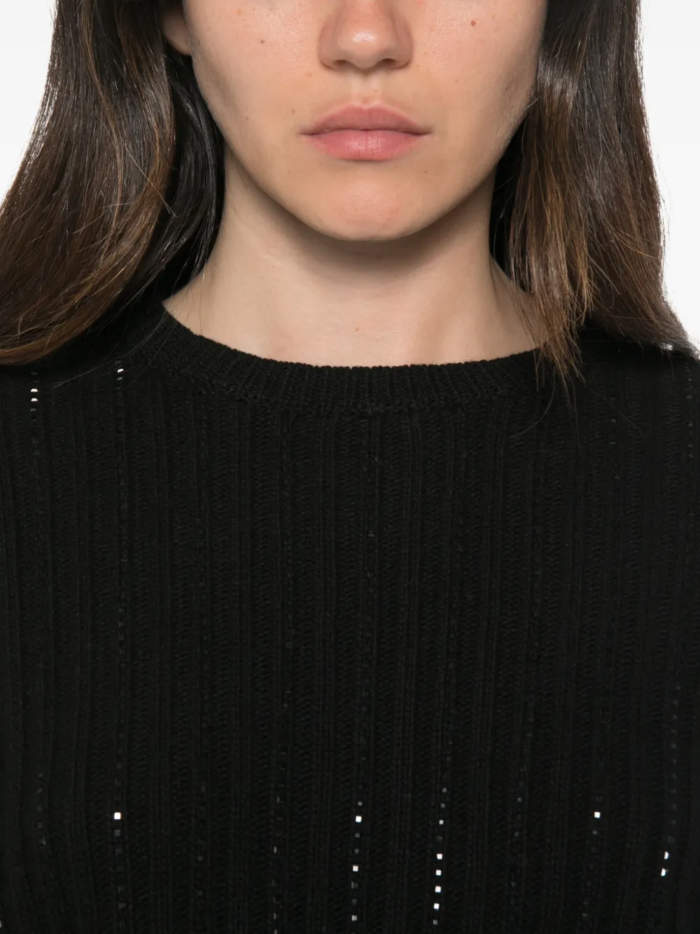 TWINSET Ribgebreide trui verfraaid met pailletten Zwart