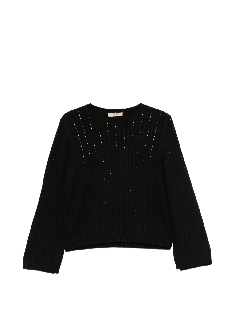 TWINSET Gerippter Strickpullover mit Pailletten - Schwarz