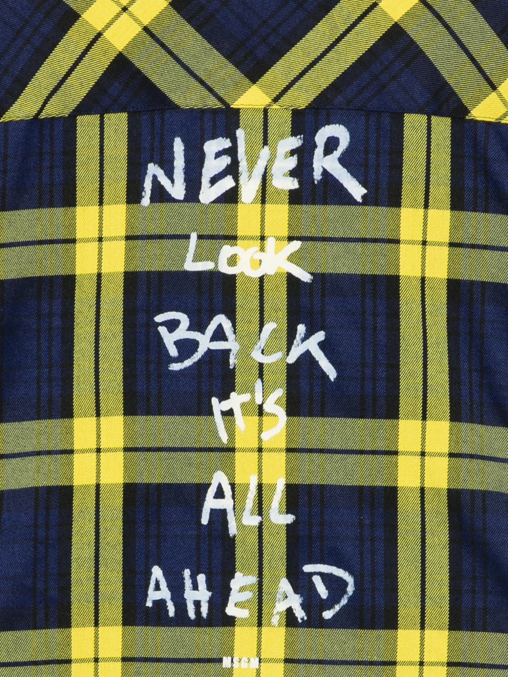 MSGM Kids Geruit shirt met tekst Blauw