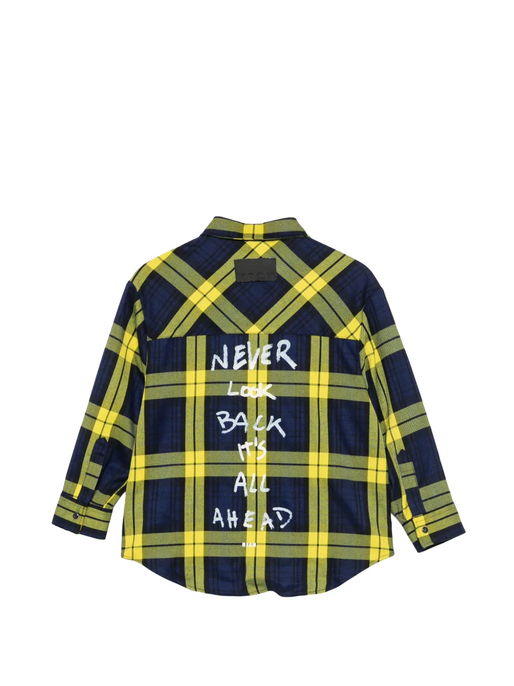 MSGM Kids Geruit shirt met tekst Blauw