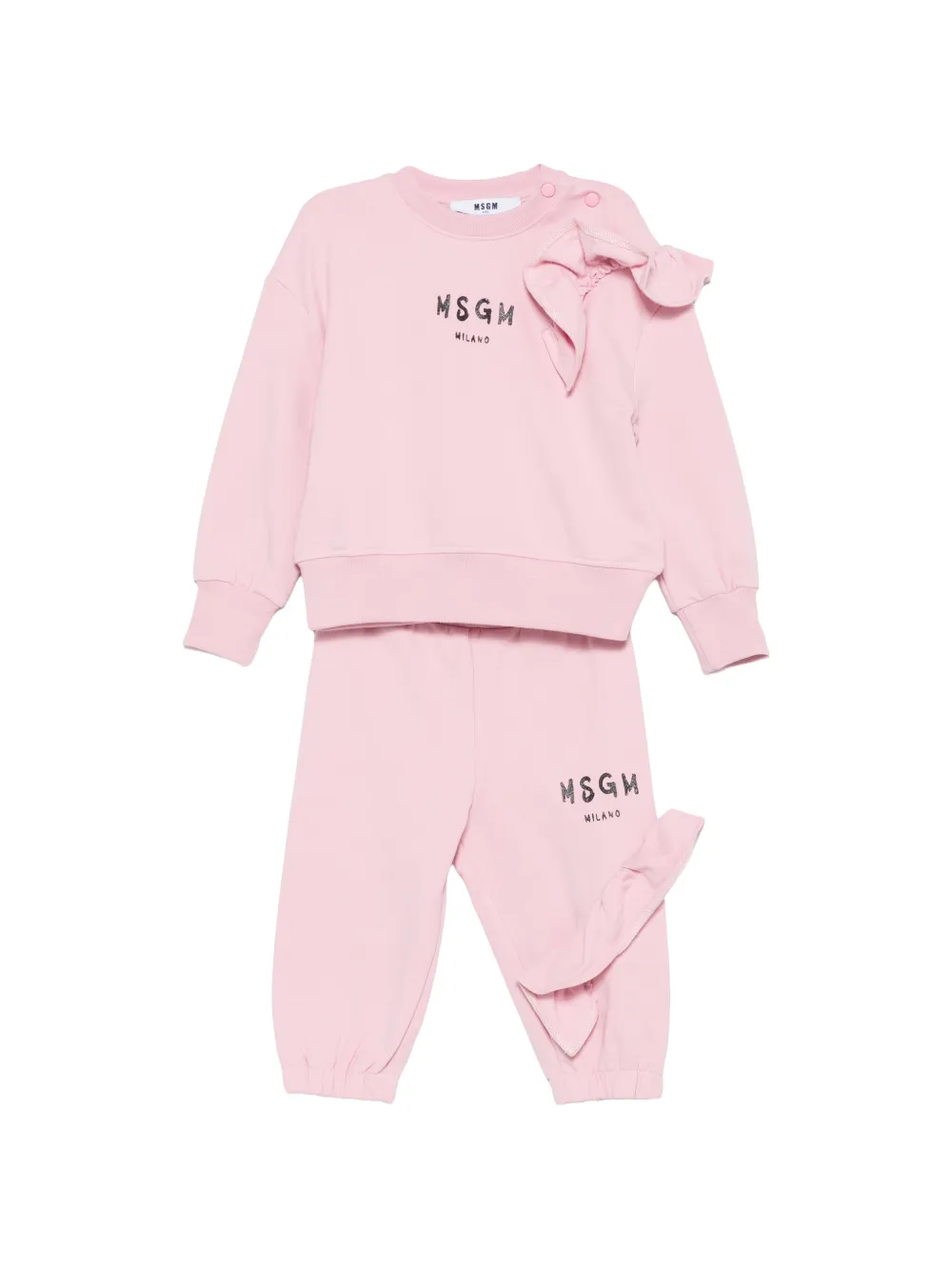 MSGM Kids ruffle-trimmed logo-print tracksuit - Rosa