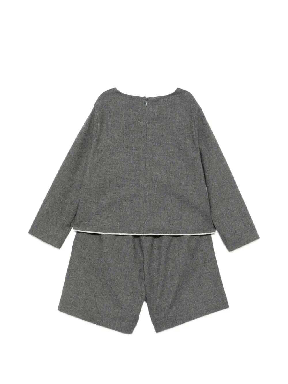 Il Gufo Gewelfde shorts set met bloemendetail Grijs