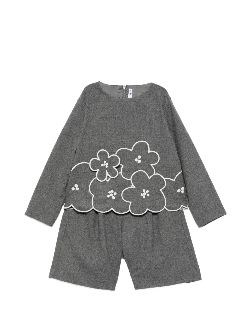 Il Gufo ensemble haut-short festonné à fleurs - Gris Il Gufo ensemble haut-short festonné à fleurs - Gris