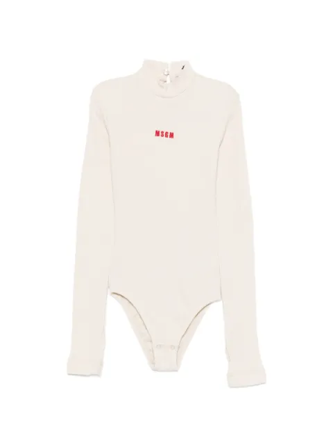 MSGM Kids logo-embroidered waffle-knit bodysuit