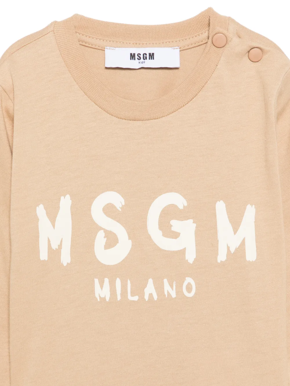 MSGM Kids T-shirt met lange mouwen en logo-print Beige