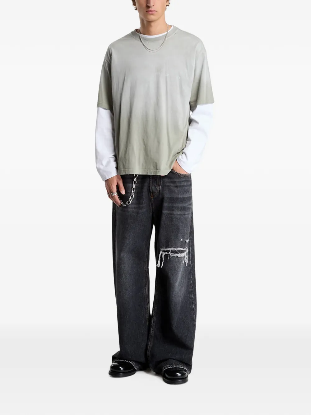 MISBHV Gerafel T-shirt met grafische print Groen