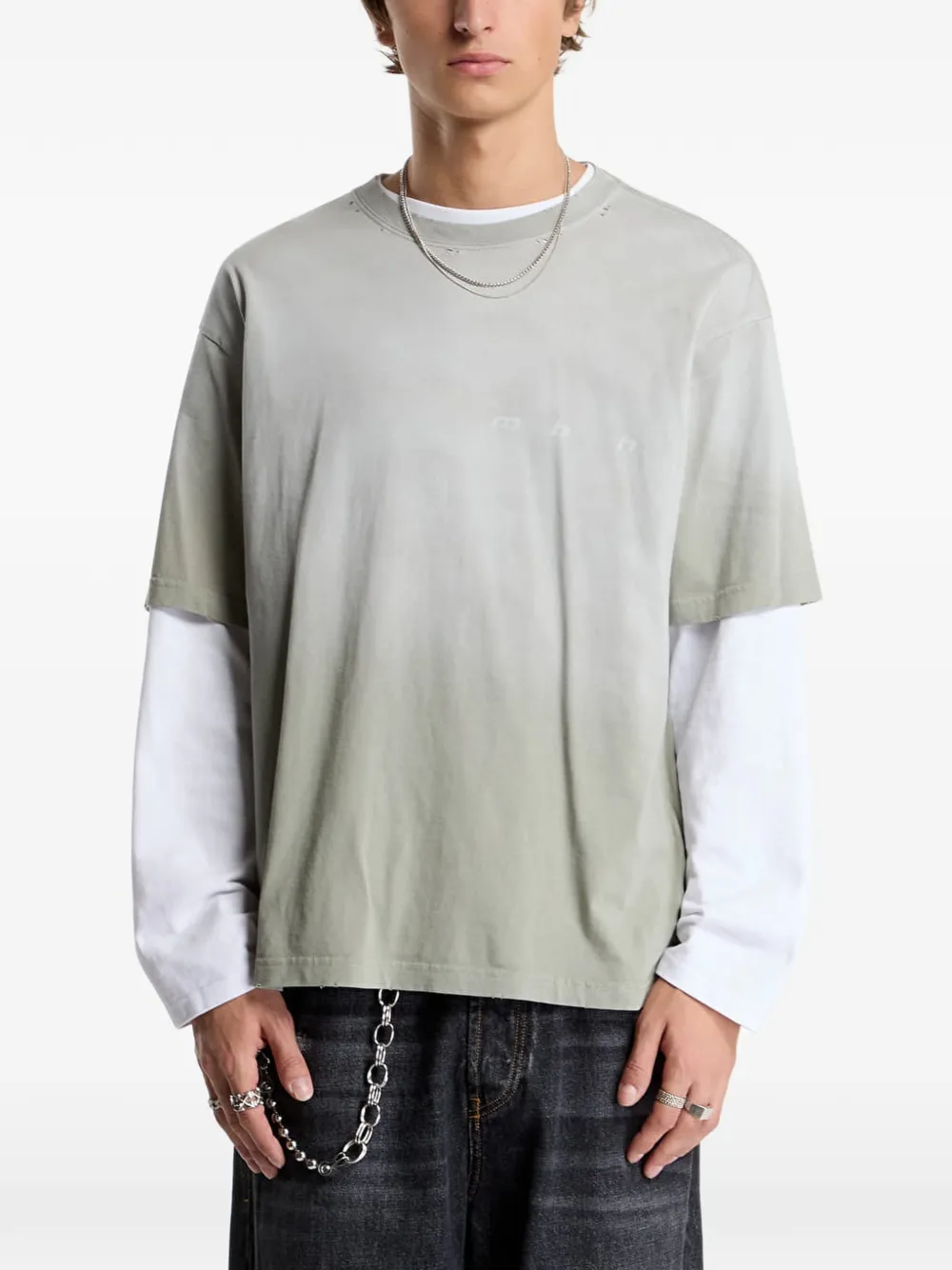 MISBHV Gerafel T-shirt met grafische print Groen