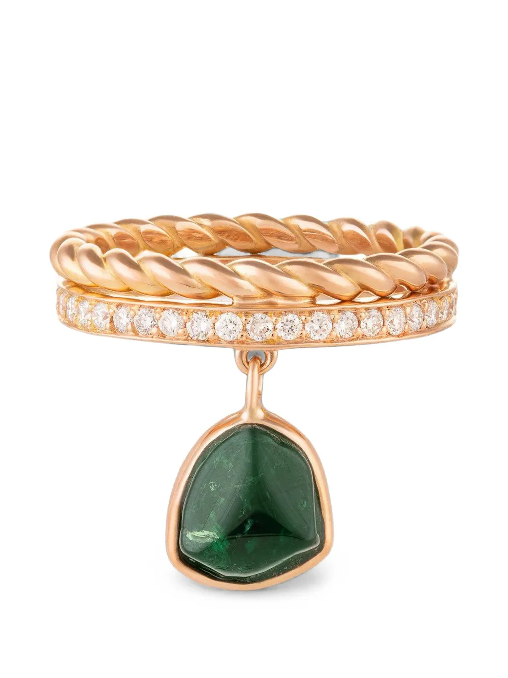 CLARA CHEHAB Liberté Torsade tourmaline and diamond ring - Oro