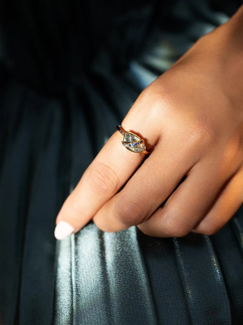 CLARA CHEHAB small Elemental sapphire and aquamarine ring