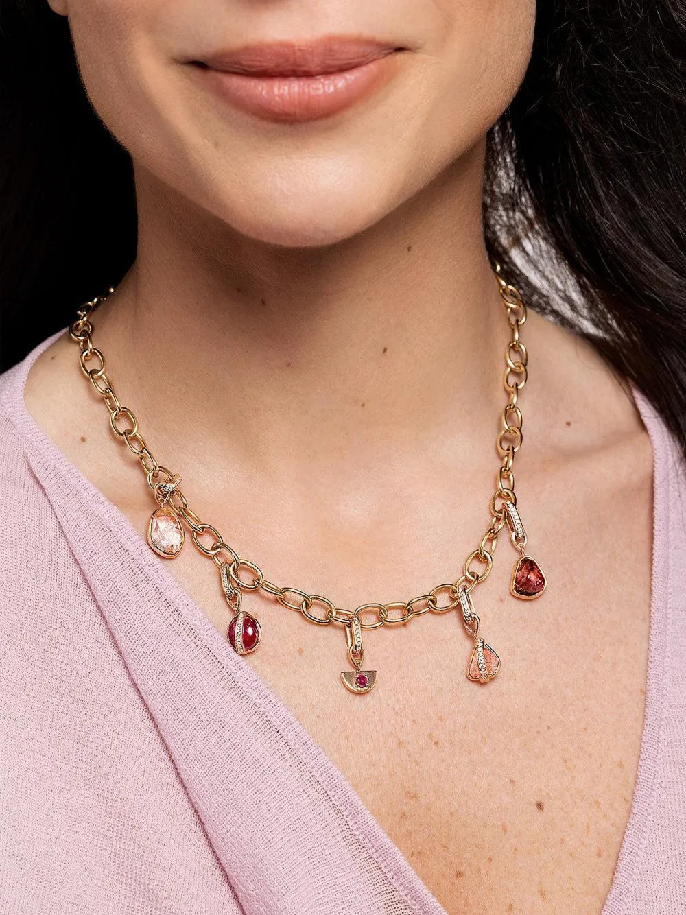 CLARA CHEHAB medium Liberté diamond and watermelon tourmaline charm
