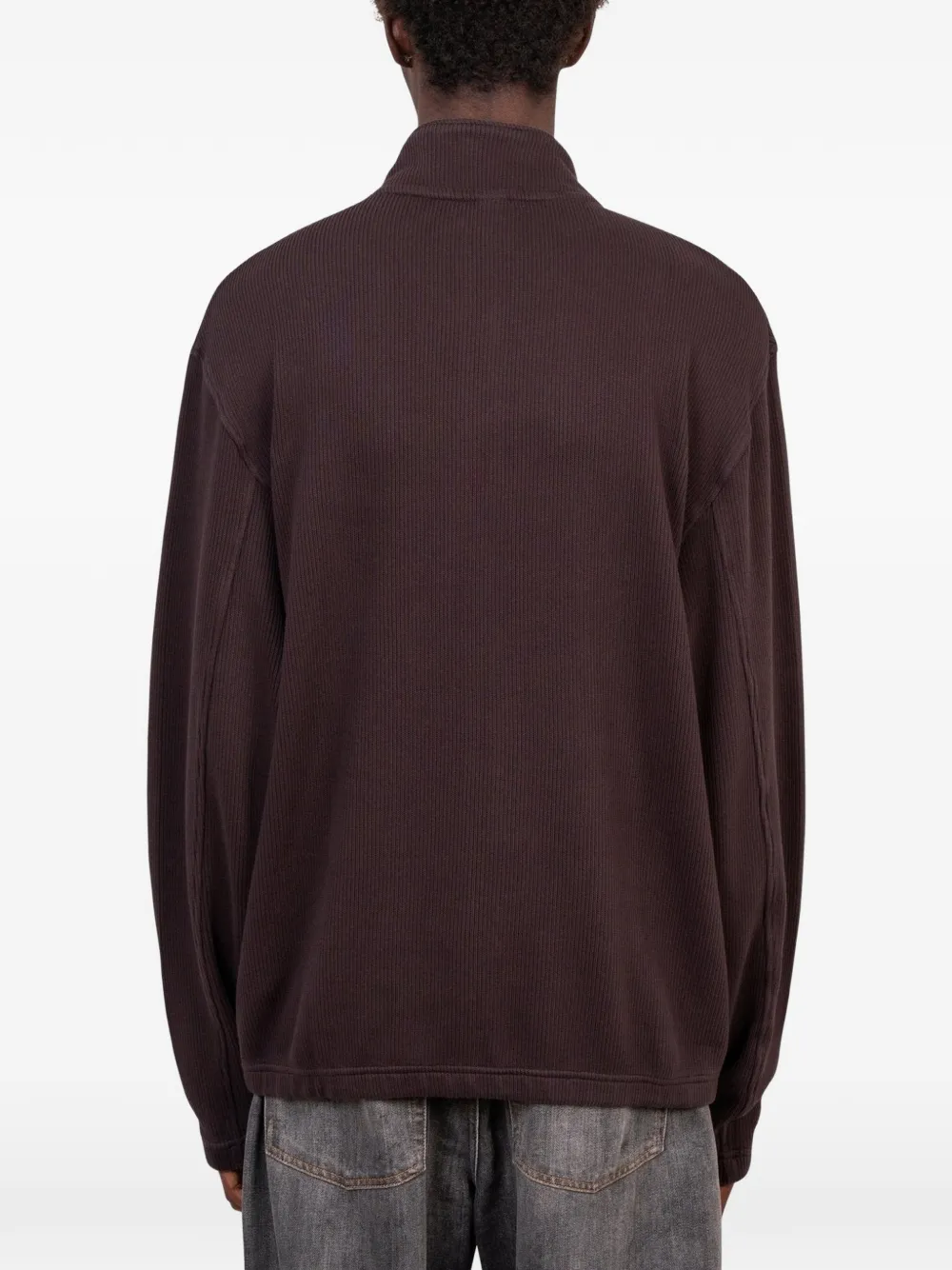Another Aspect 3.0 geribbelde sweater met rits Bruin