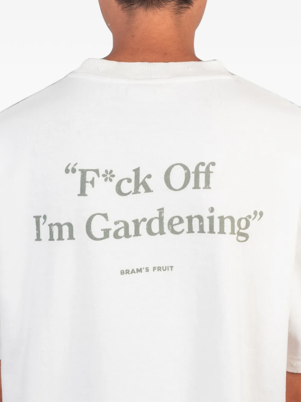 Bram s Fruit distressed slogan-print T-shirt Beige