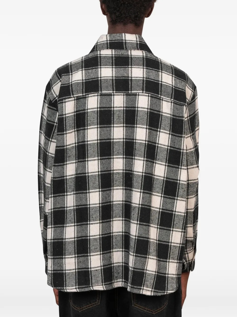 Bram s Fruit Flanellen shirtjack met geruit patroon en logo-patch Zwart