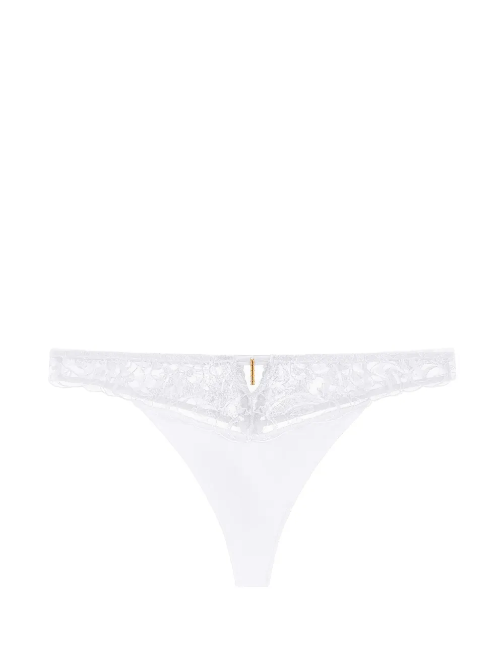 Aubade Bestickter Satin Memories Tanga - Weiß