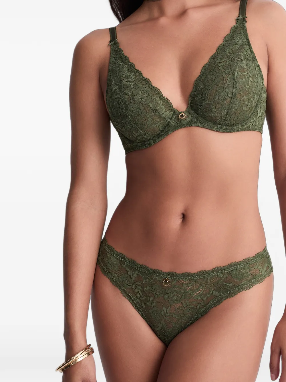 Aubade Rosessence string met kant Groen