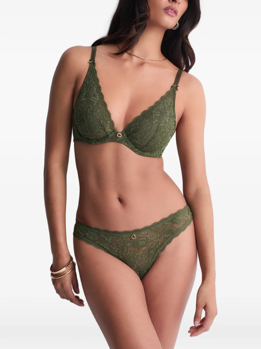Aubade Rosessence string met kant Groen