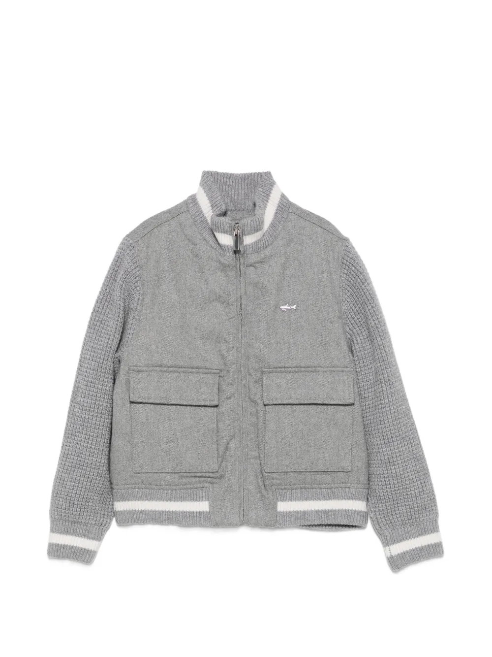 Paul & Shark Junior knitted-sleeve logo-patch jacket - Grigio