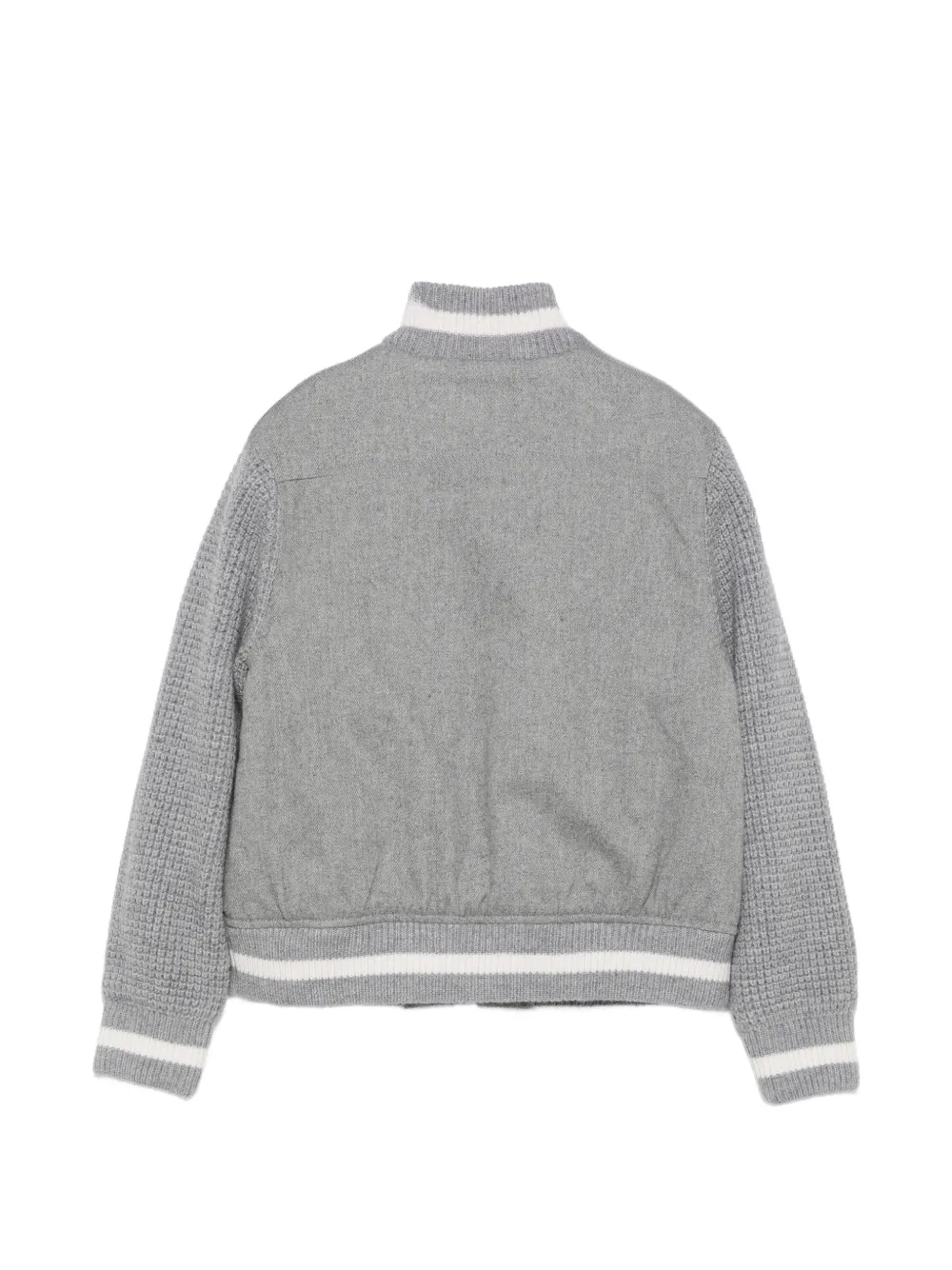 Paul & Shark Junior knitted-sleeve logo-patch jacket Grijs