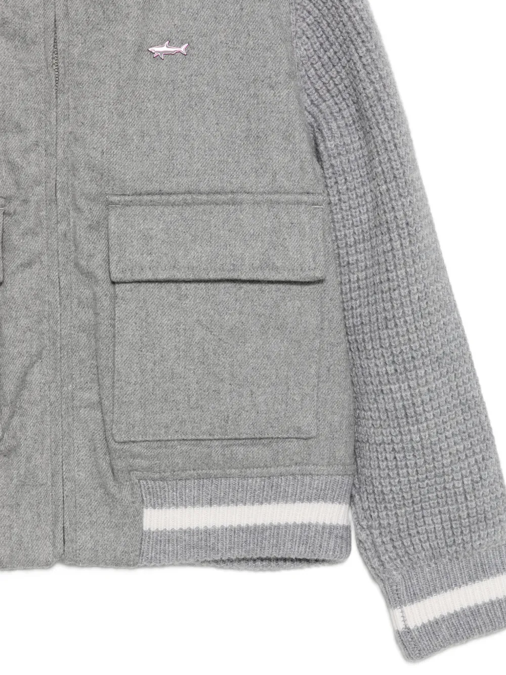 Paul & Shark Junior knitted-sleeve logo-patch jacket Grijs