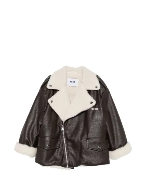 MSGM Kids shearling-trim jacket