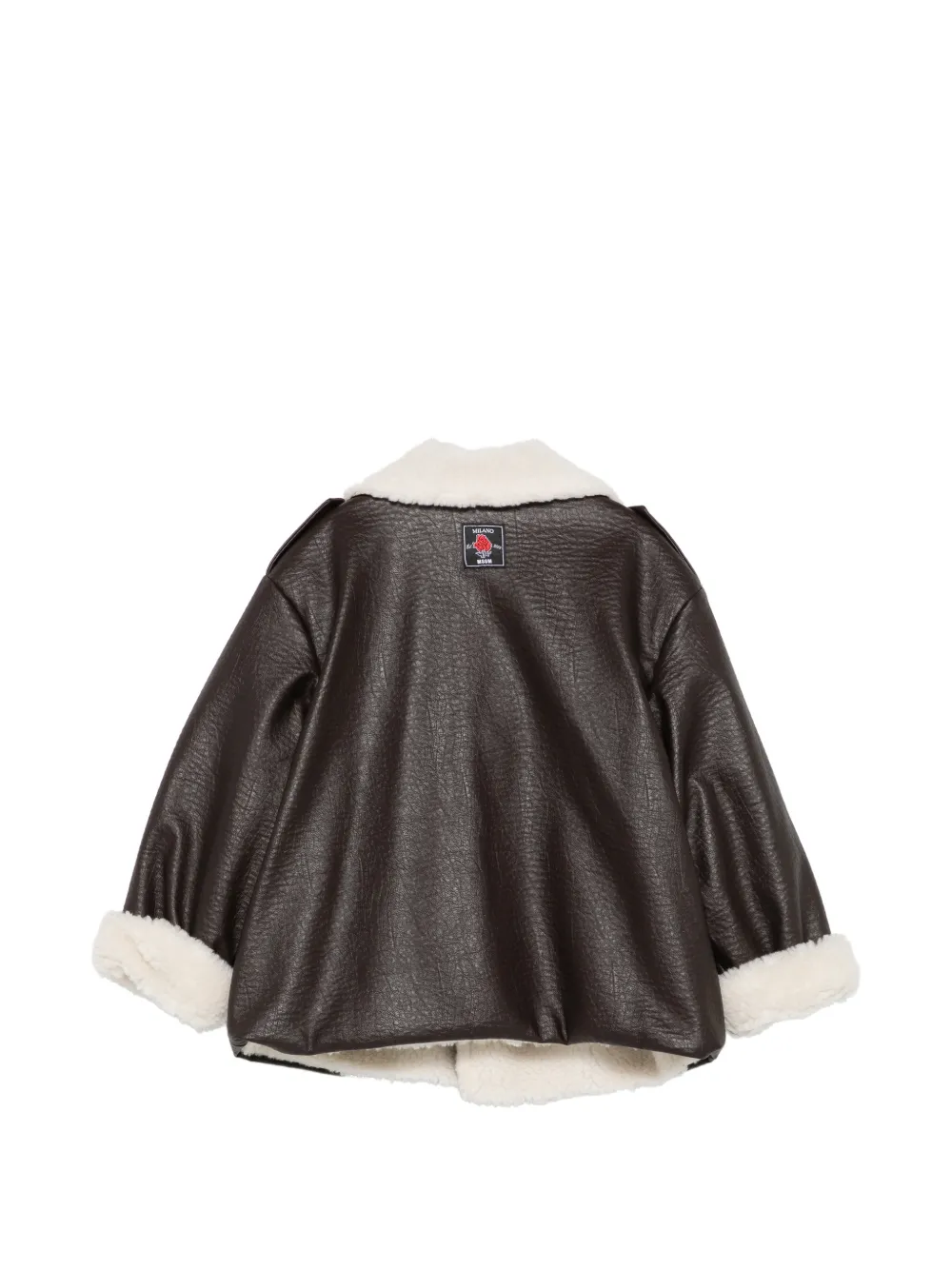 MSGM Kids Bikerjack met afwerking van imitatiebont Bruin