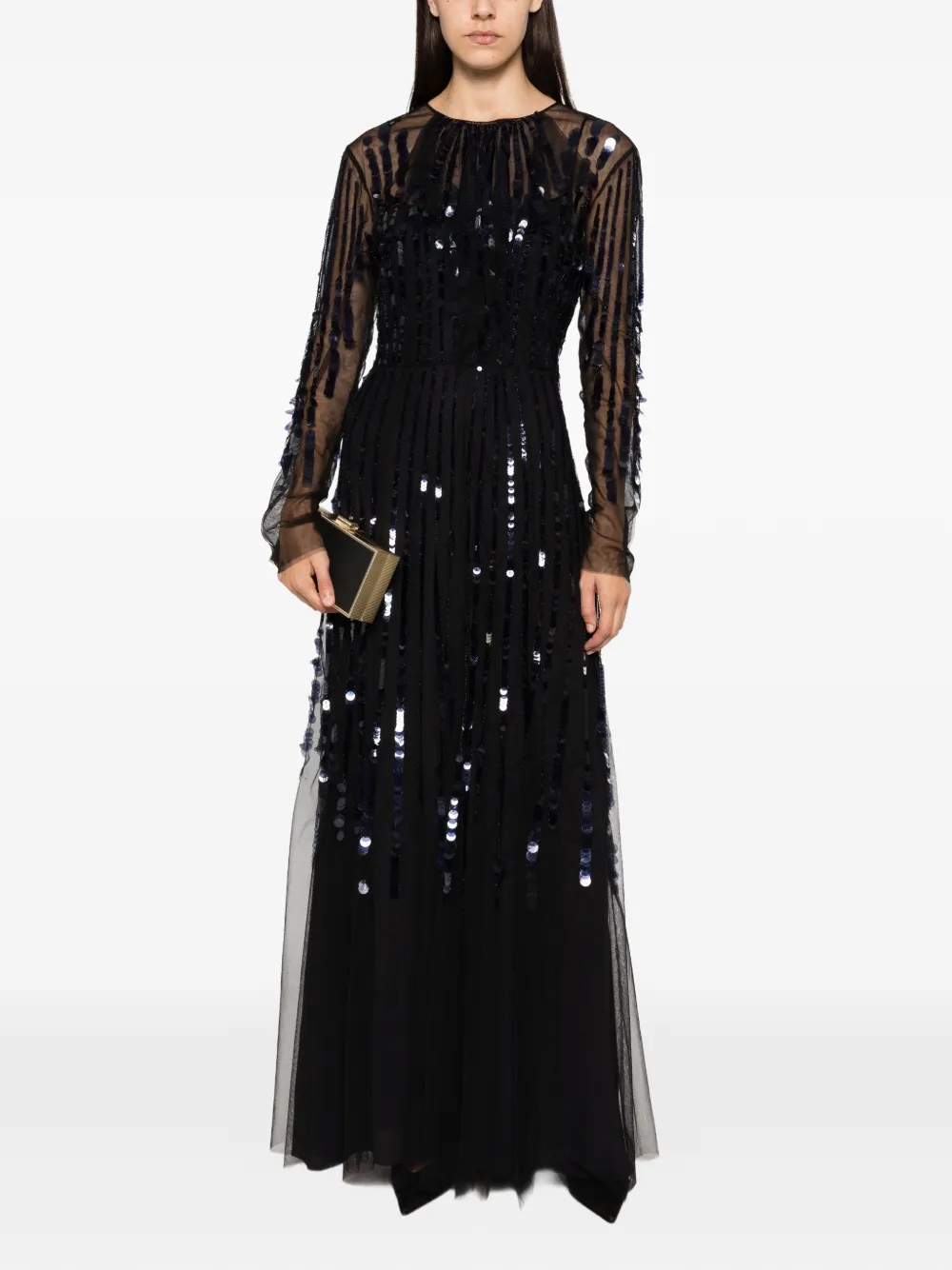 Alberta Ferretti Tulen maxi-jurk verfraaid met pailletten Zwart
