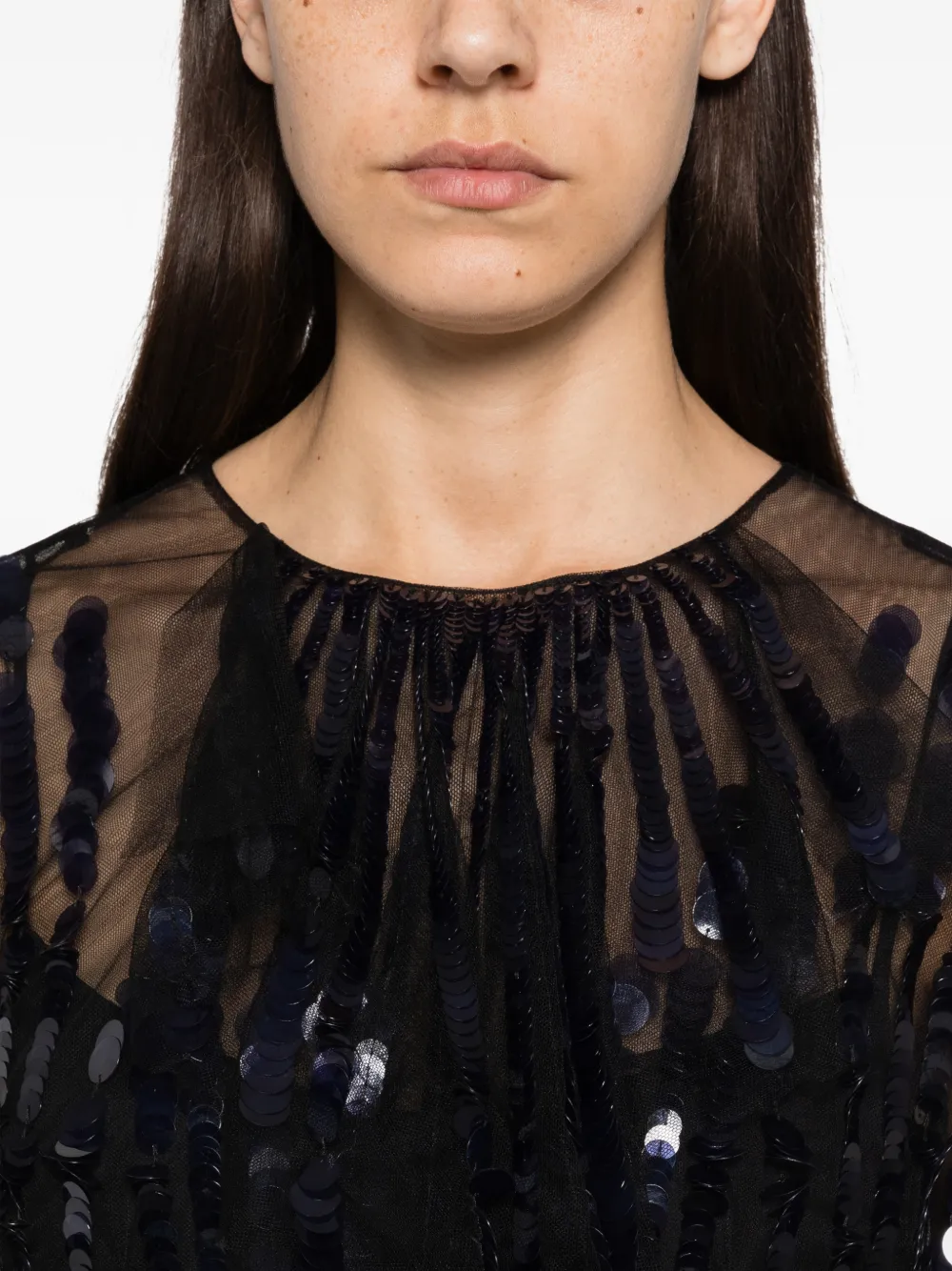 Alberta Ferretti Tulen maxi-jurk verfraaid met pailletten Zwart