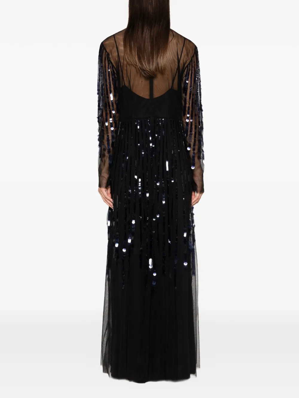 Alberta Ferretti Tulen maxi-jurk verfraaid met pailletten Zwart