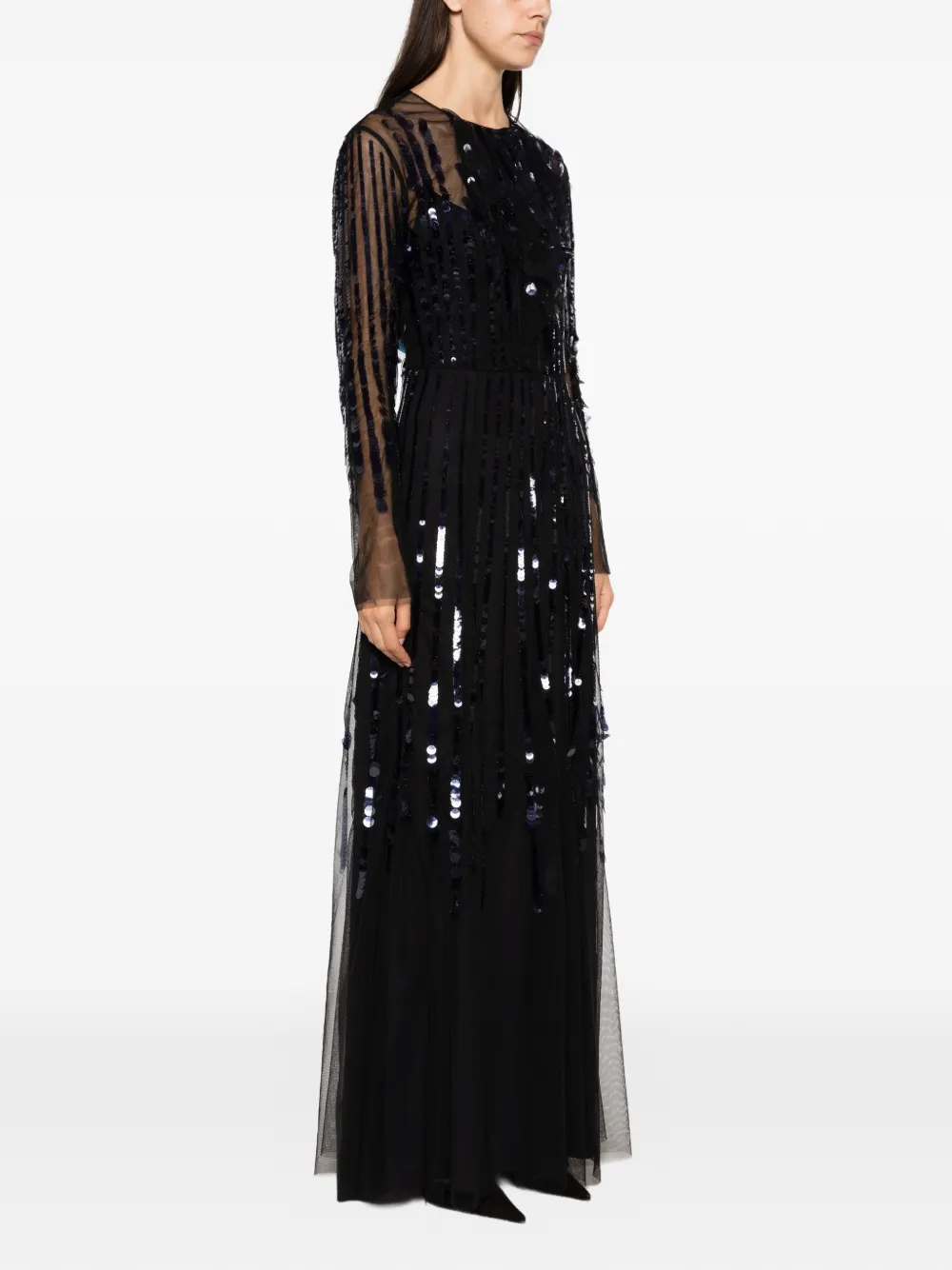 Alberta Ferretti Tulen maxi-jurk verfraaid met pailletten Zwart